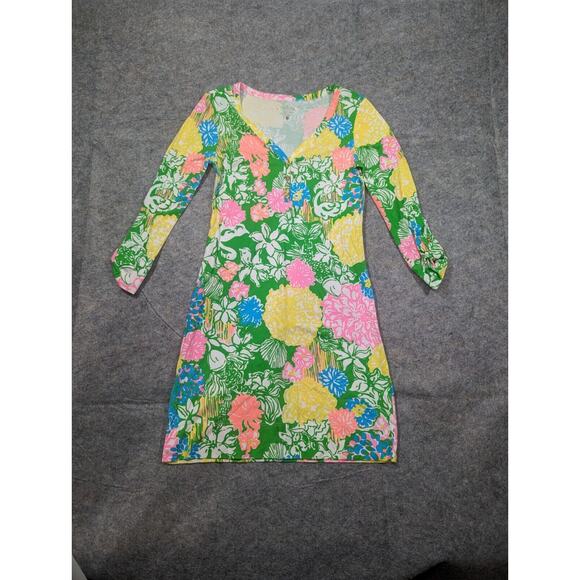 Lilly Pulitzer XS Pattern Quarter Sleeve Colorful Floral Mini Dress Style 20759 - Picture 1 of 9
